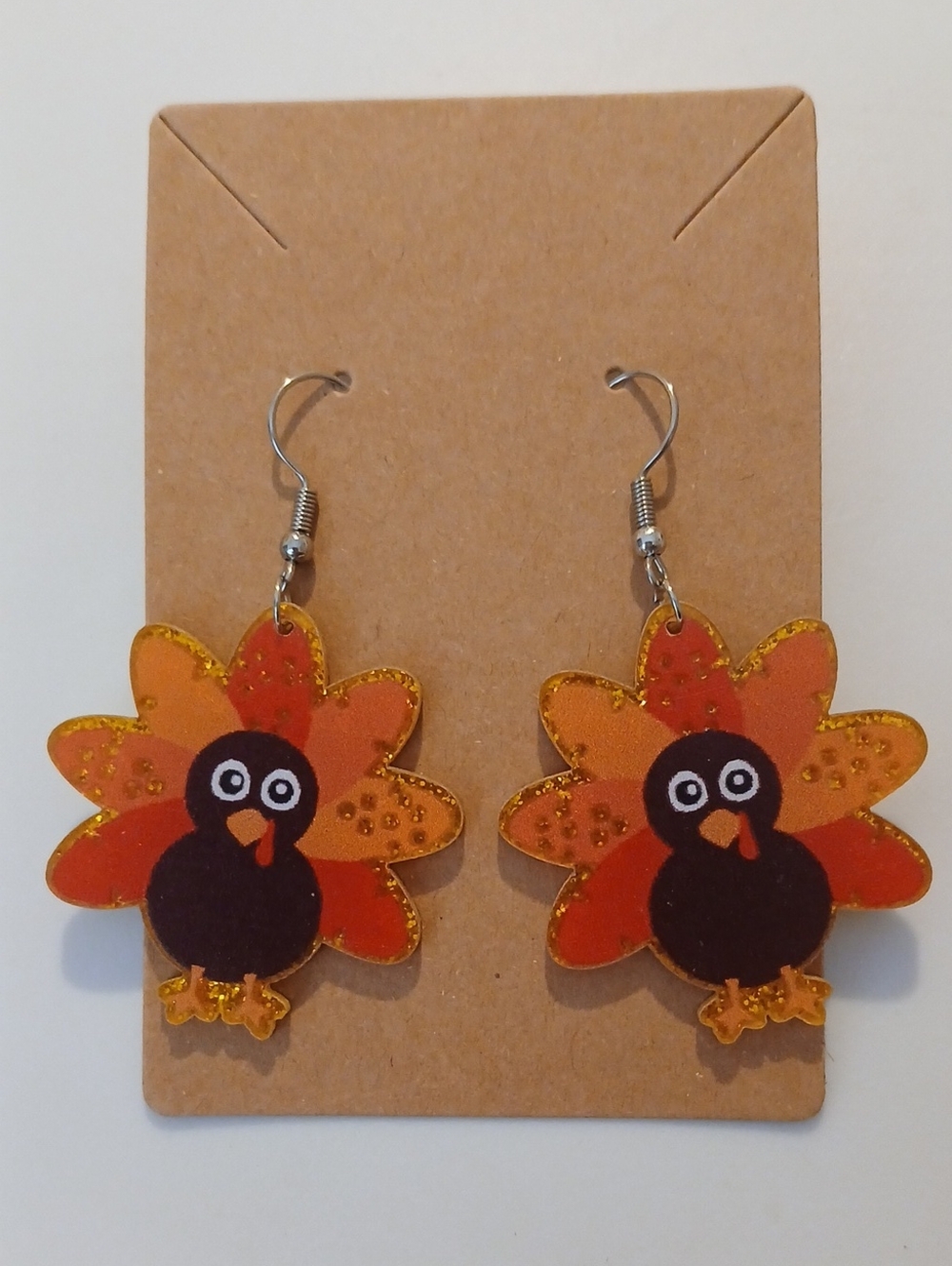 Fashion Jewelry Orange & Brown Turkey Dangle Earrings